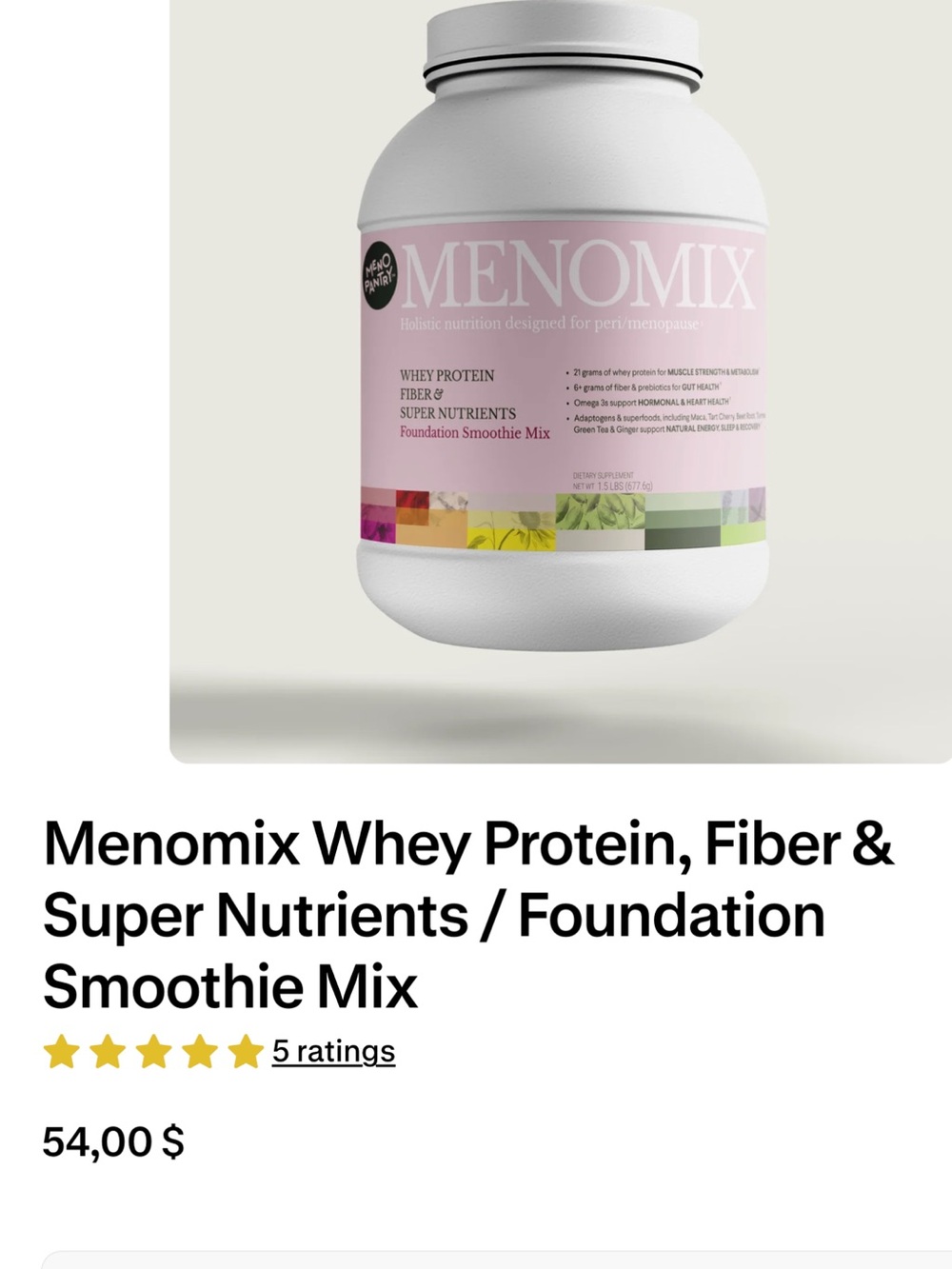 Menomix Protein Foundation Smoothie Mix - Pink